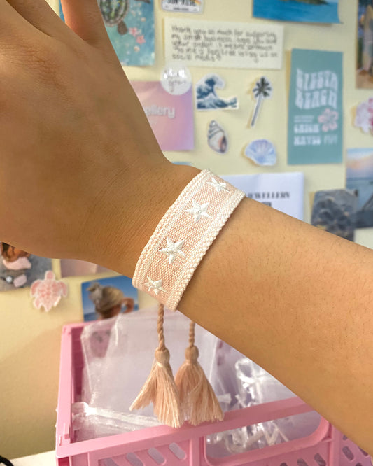 Pink Star Fabric Bracelet