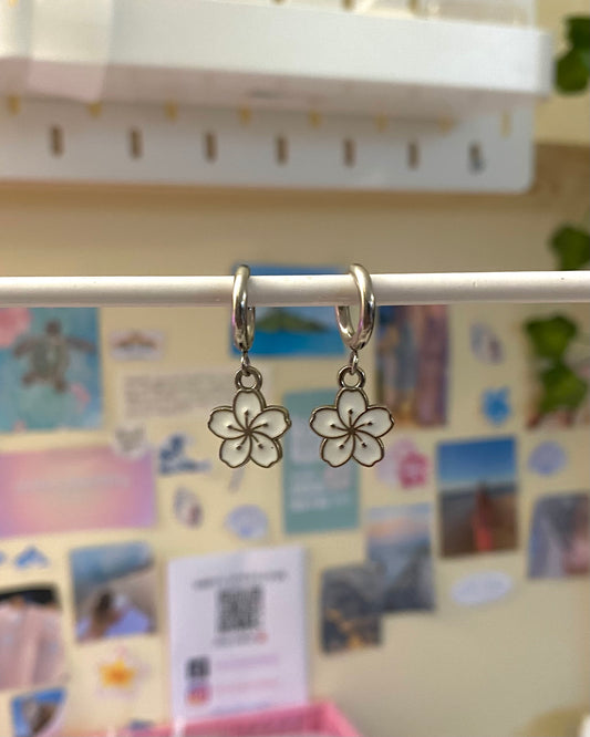 Silver Hibiscus Earrings
