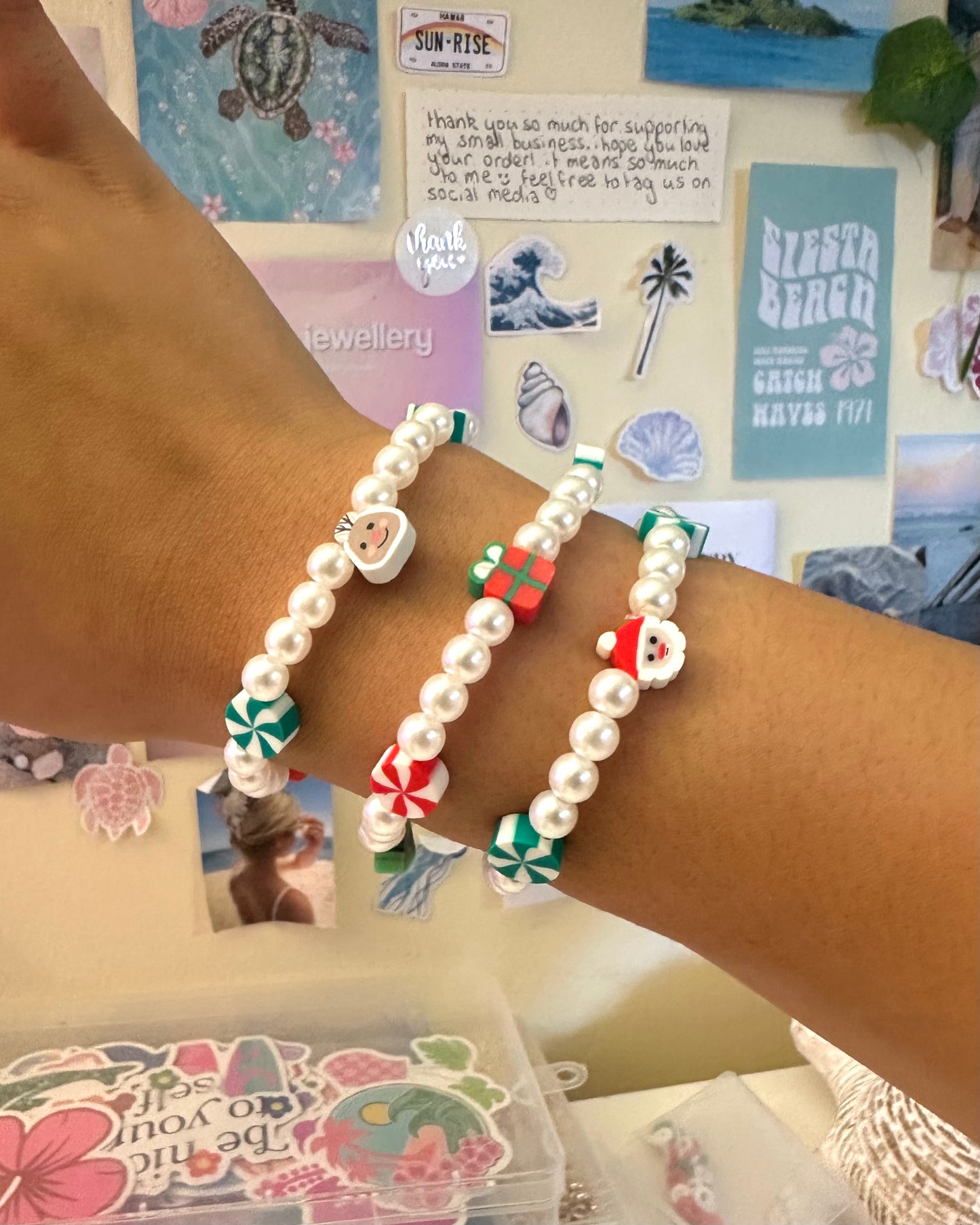 Christmas Pearl Bracelet