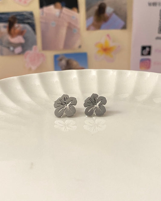 Silver Hibiscus Earrings