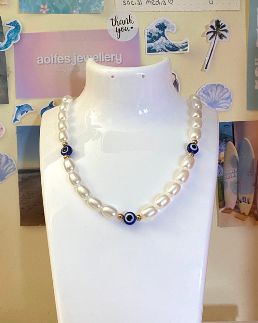 Evil Eye Pearl Necklace