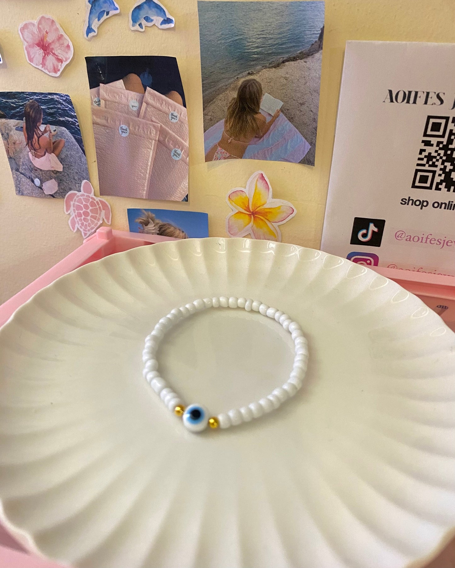 White Evil Eye Bracelet