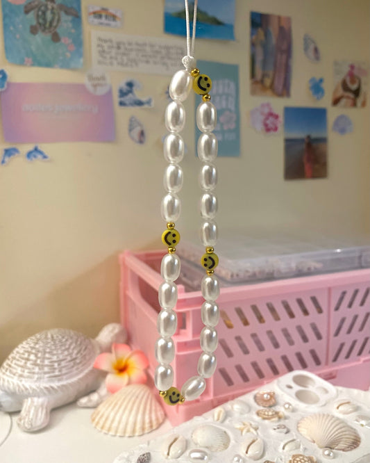Smiley Pearl Phone Charm